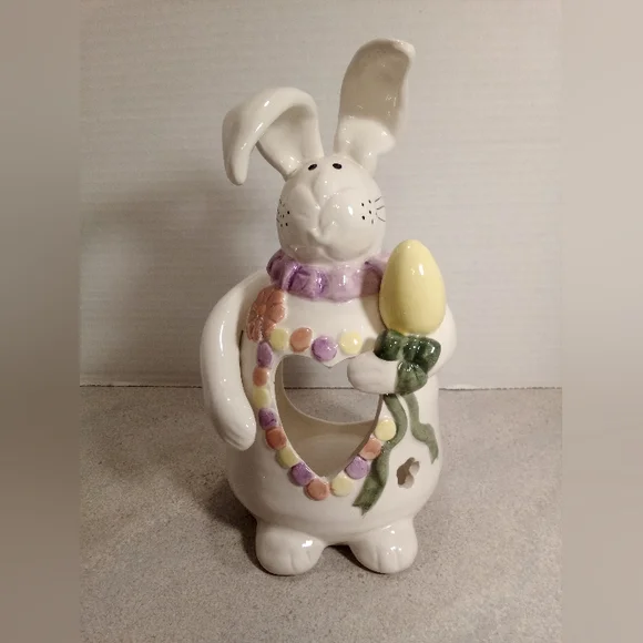 Vintage Porcelain Easter Bunny Votive Candle Holder Home Interiors 2005 - Picture 1 of 6